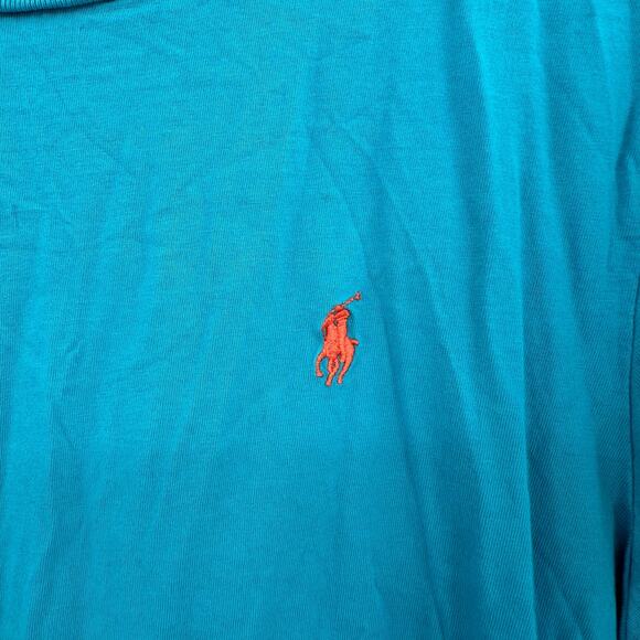 Polo Ralph Lauren Size Large Shirt Aqua Blue Custom Fit Tee Solid Basic Everyday - Picture 3 of 5